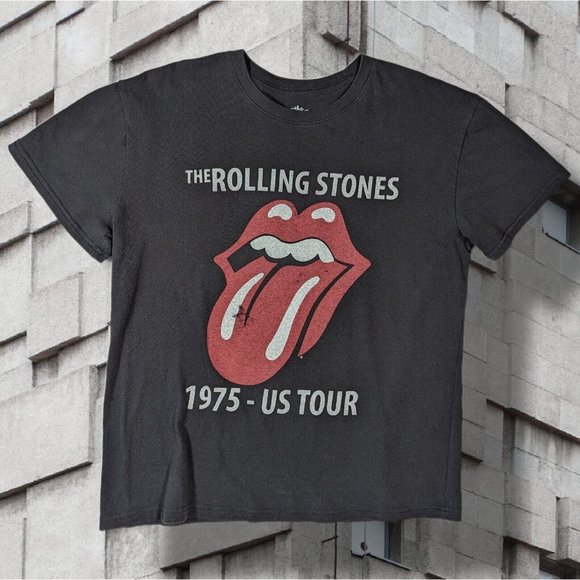 The ROLLING STONES Faded T-shirt Distressed Classic Rock Tee Black sz L - Picture 1 of 5